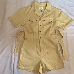 Current Elliott The Serenity Romper Jumpsuit Maize Yellow Short Sleeves Size XS.